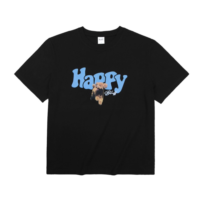 HAPPY POODLE TEE [BLACK]